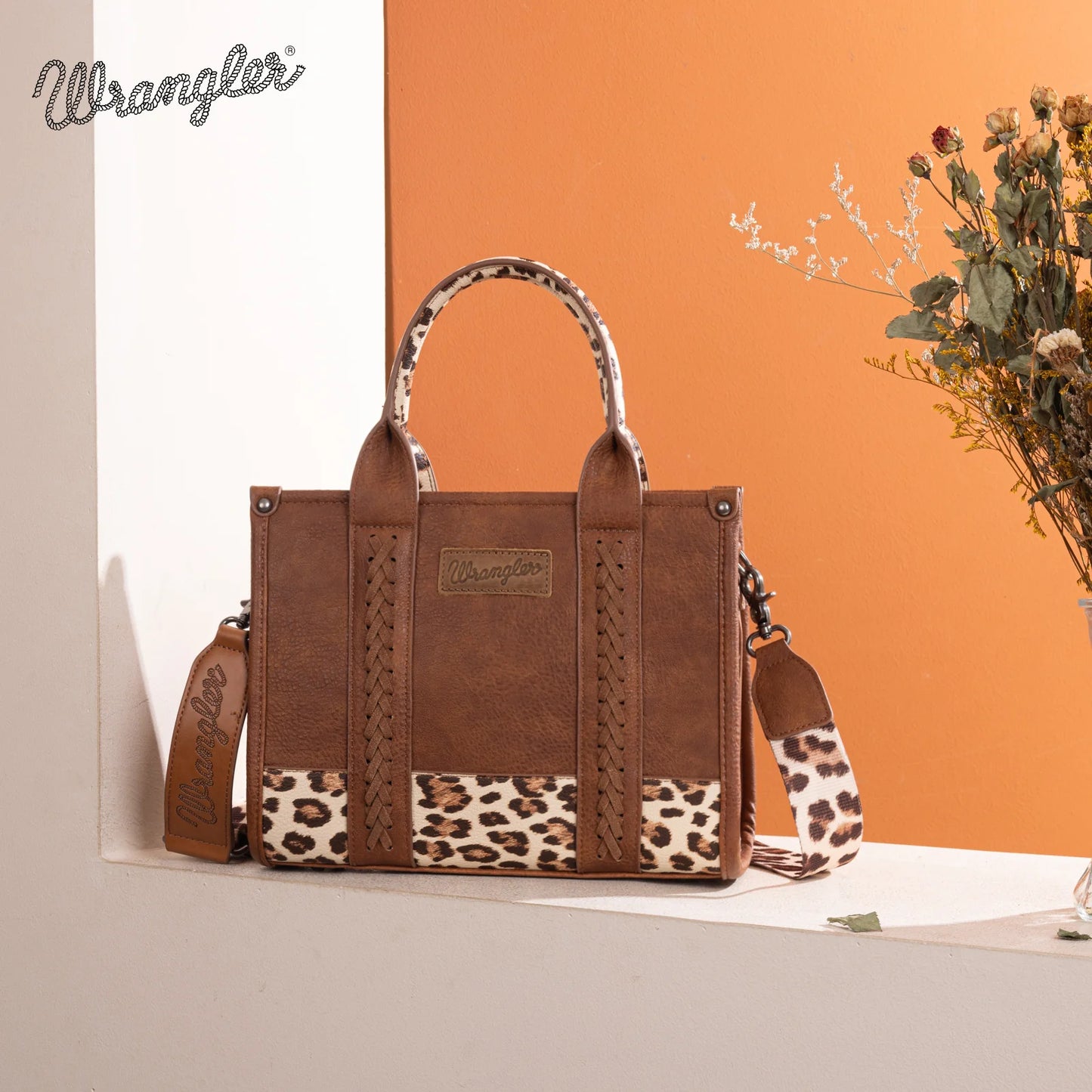 Wrangler Leopard Print Concealed Carry Tote/Crossbody