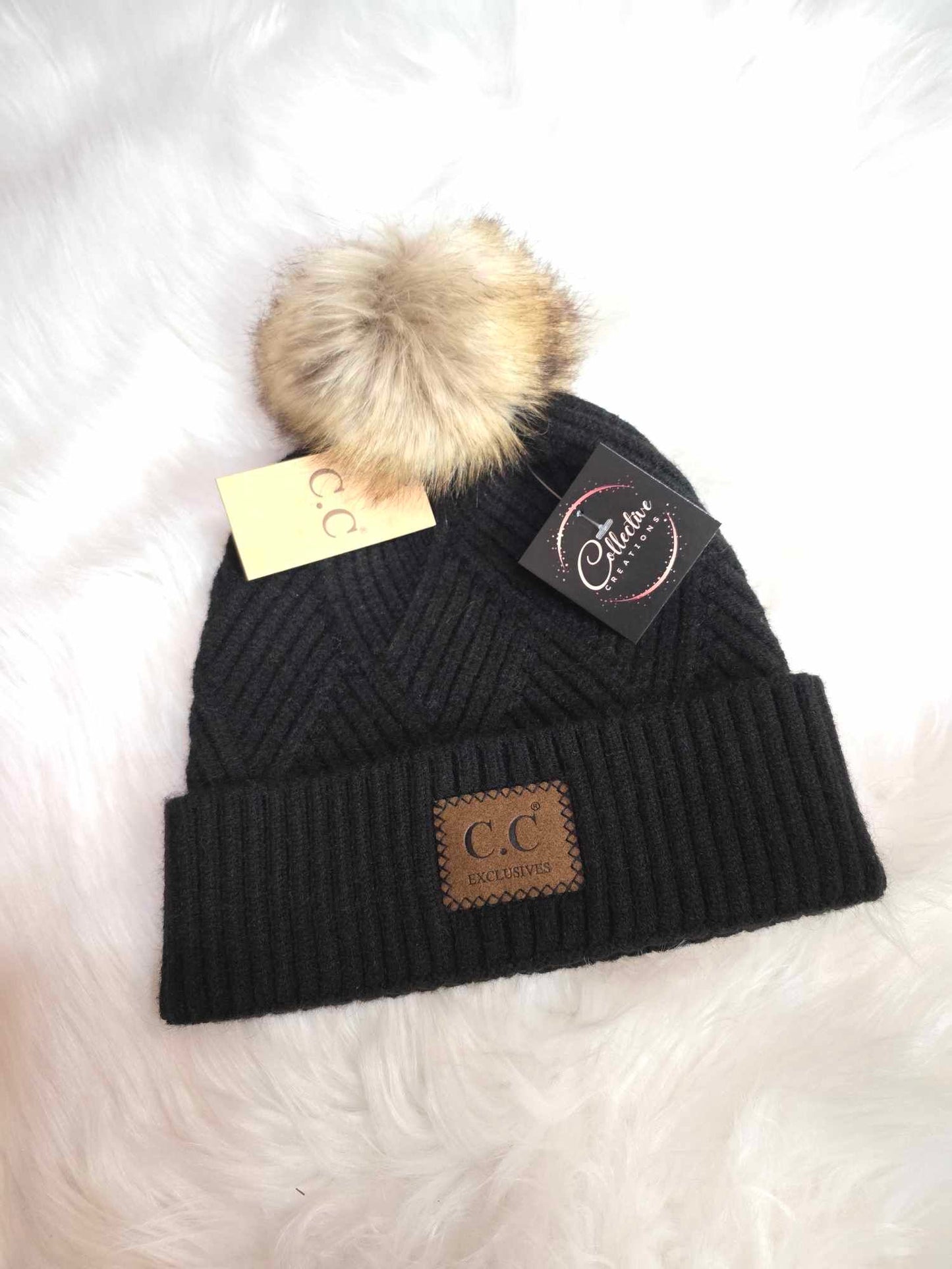 CC Criss Cross Suede Patch Beanie