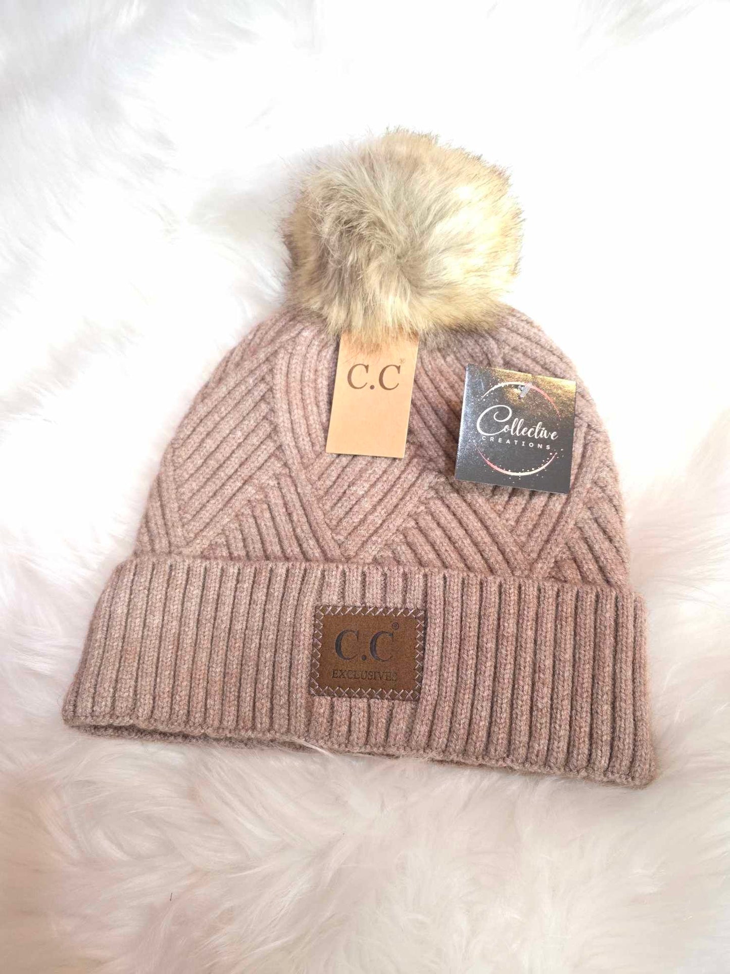 CC Criss Cross Suede Patch Beanie