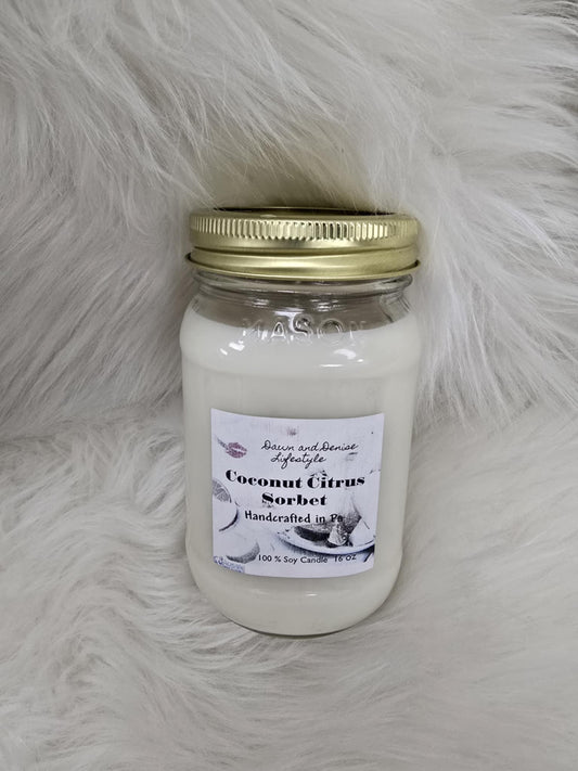 Handmade Candle 16oz- Coconut Citrus Sorbet