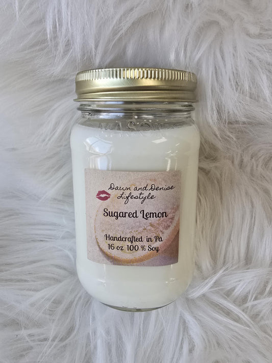 Handmade Candle 16oz-Sugared Lemon