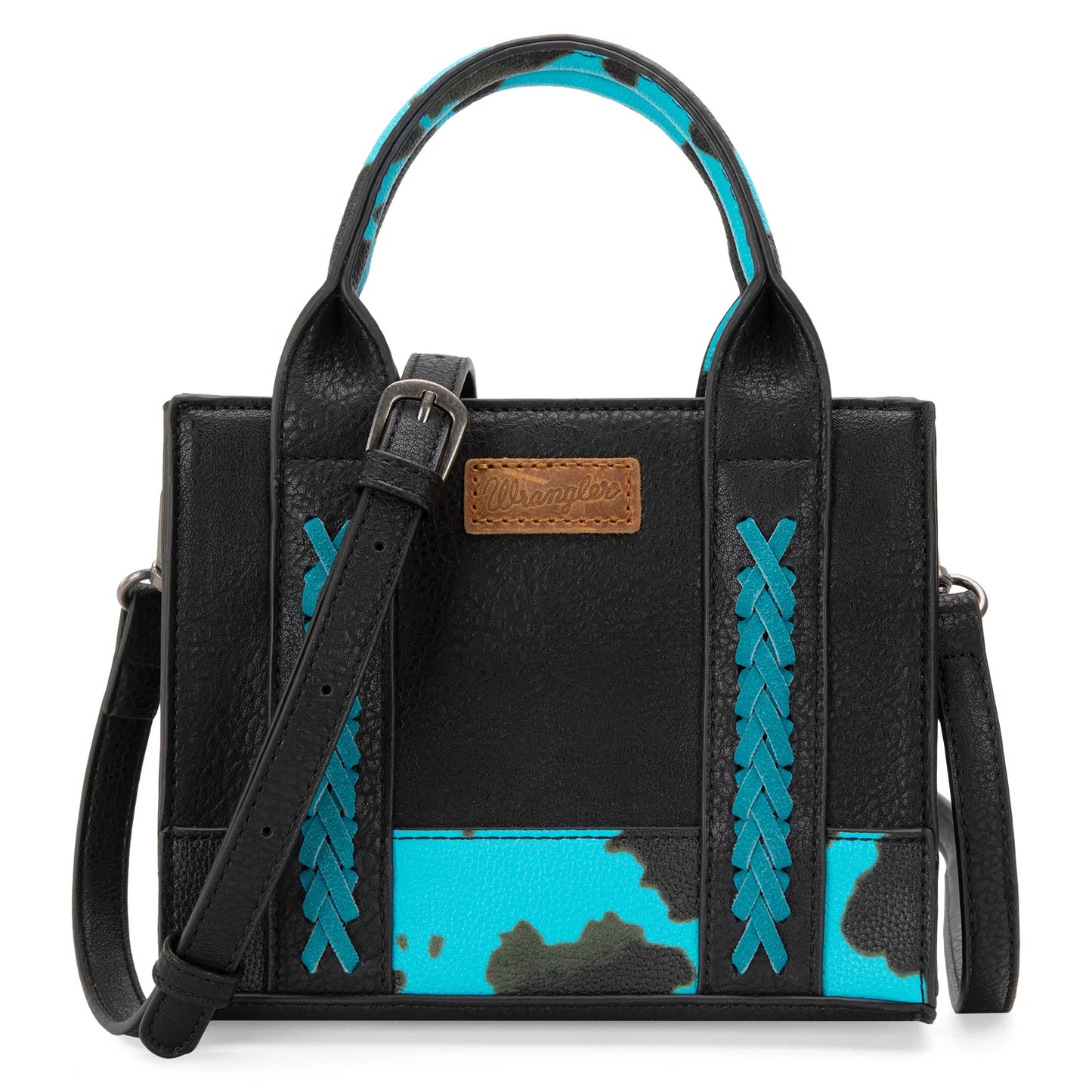 Wrangler Cow Print Mini Tote/Crossbody - Turquoise