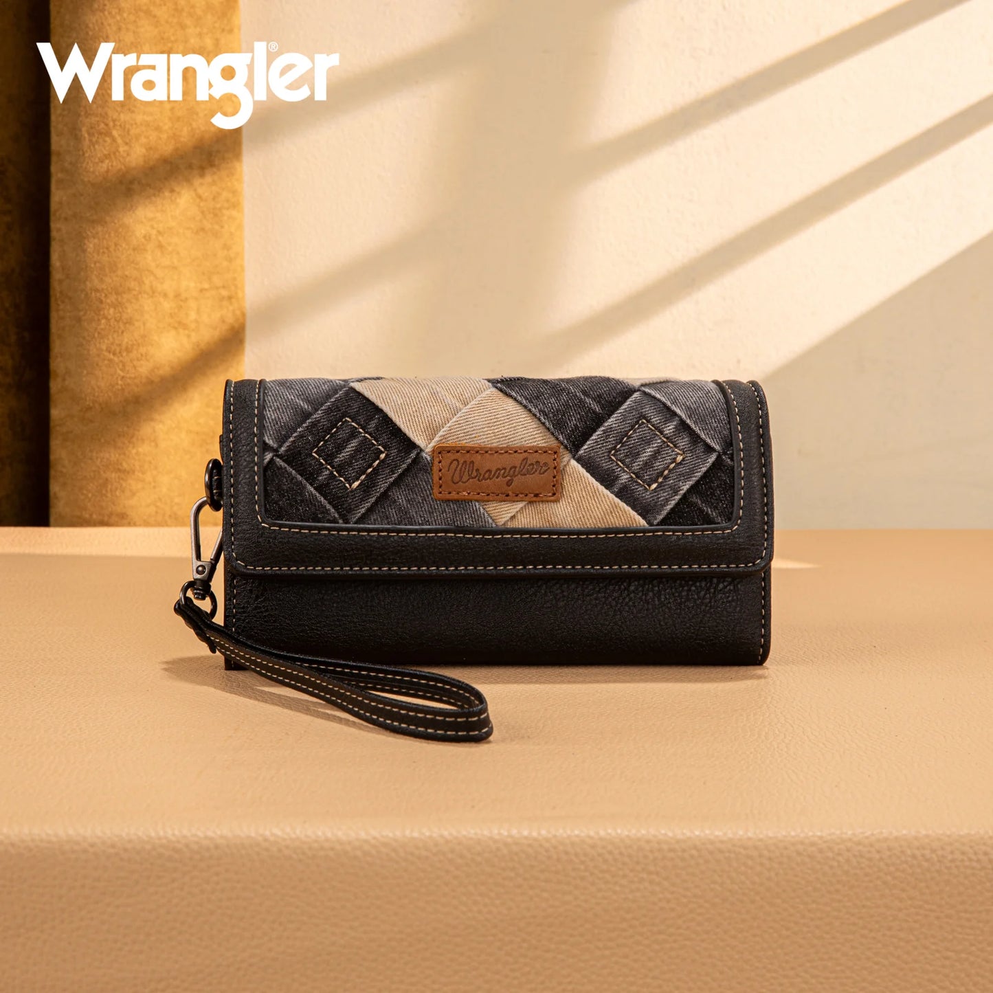 Wrangler Denim Woven Tri-Fold Wristlet/Wallet