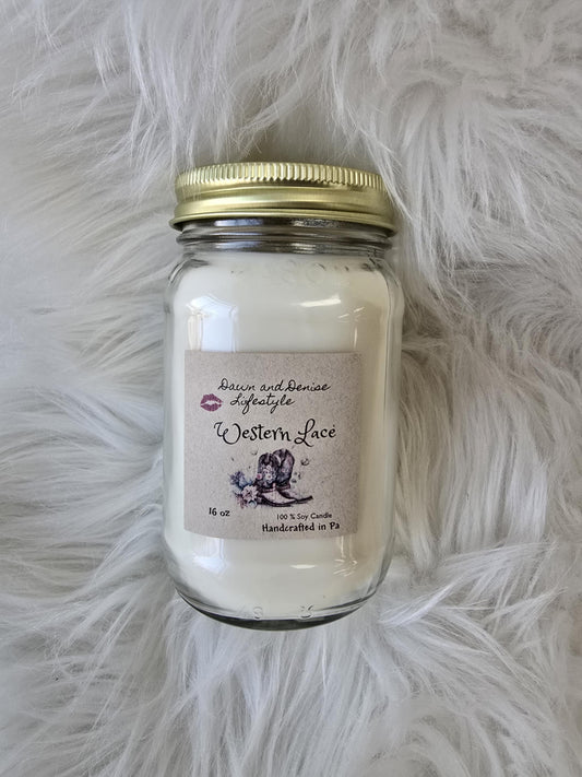 Handmade Candle 16oz-Western Lace