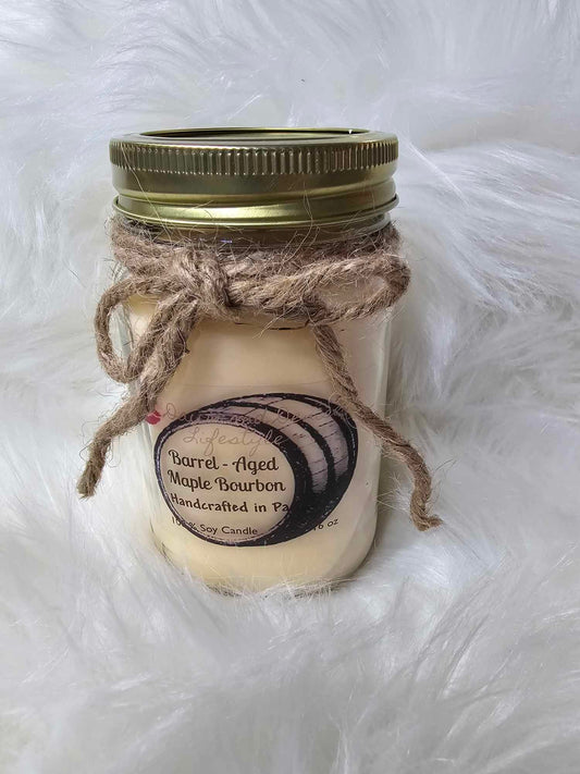 Handmade Candle 16oz- Barrel Aged Maple Bourbon