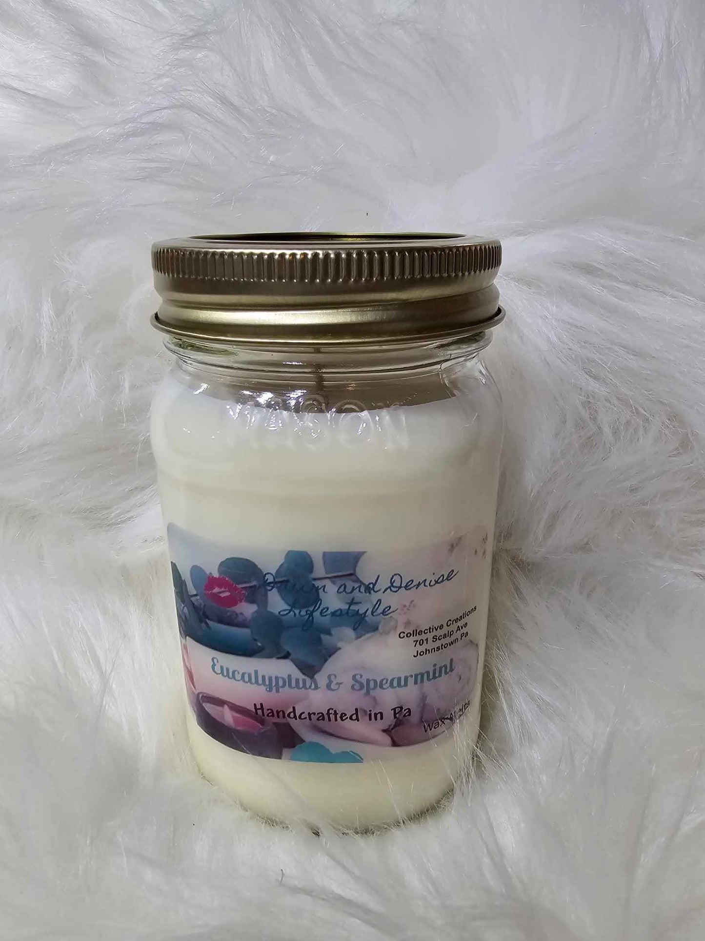 Handmade Candle 16oz-Eucalyptus and Spearmint