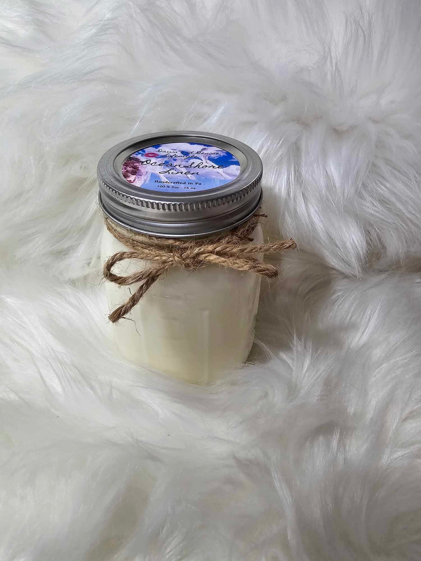 Handmade Candle 16oz-Ocean Shore Linen