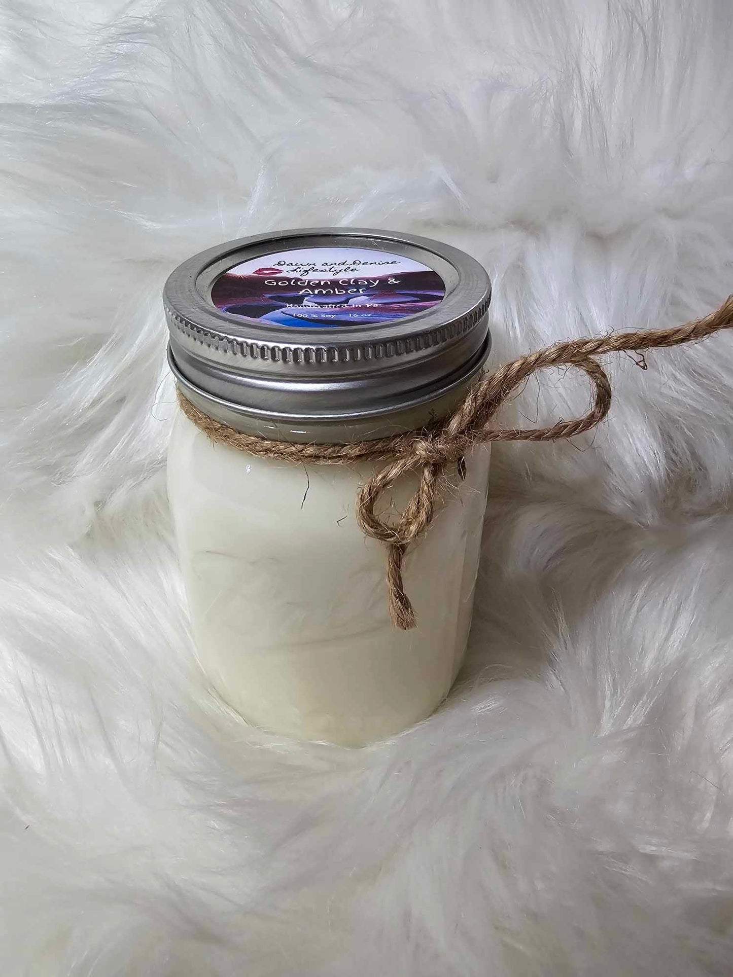 Handmade Candle 16oz-Golden Clay and Amber