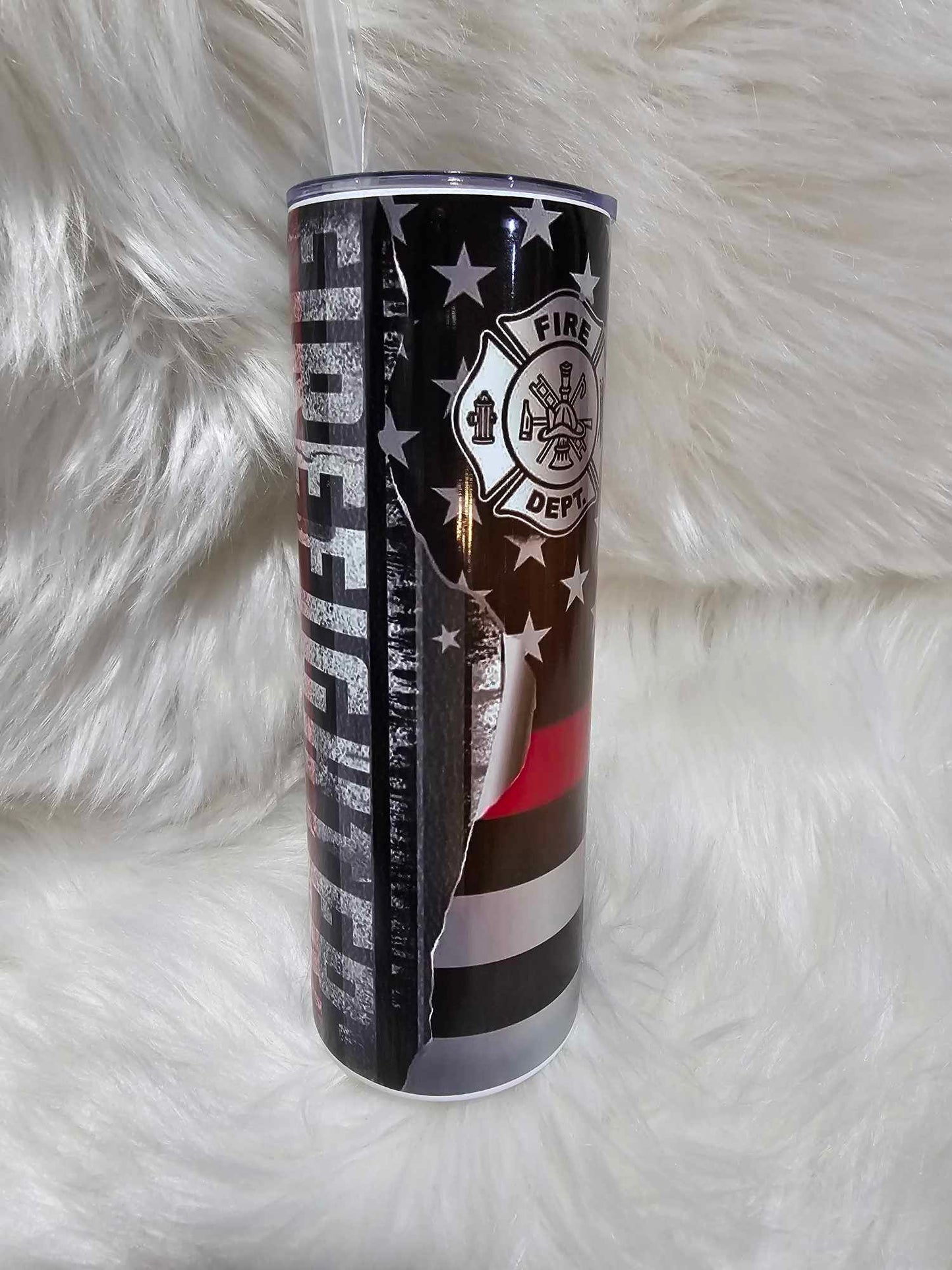 20oz Tumbler-Firefighter Red Line