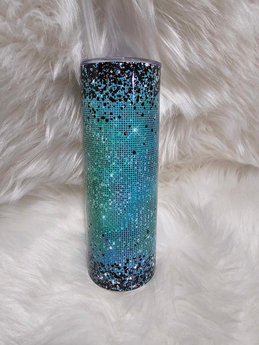 20oz Tumbler-Teal And Black Pixels