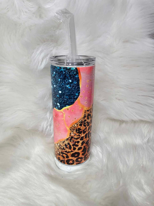 Bluetooth Tumbler-Cheetah Glitter