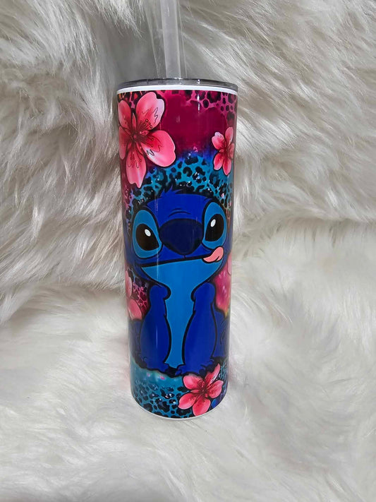 20oz Tumbler-Stitch Floral Cheetah