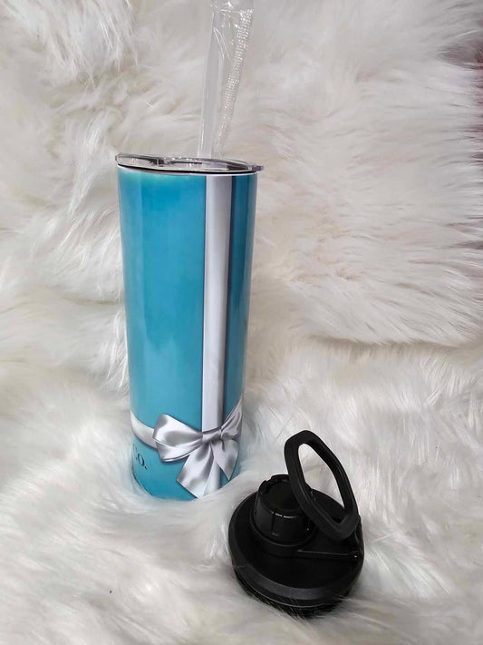 20oz Sports Tumbler-Blue With Bow