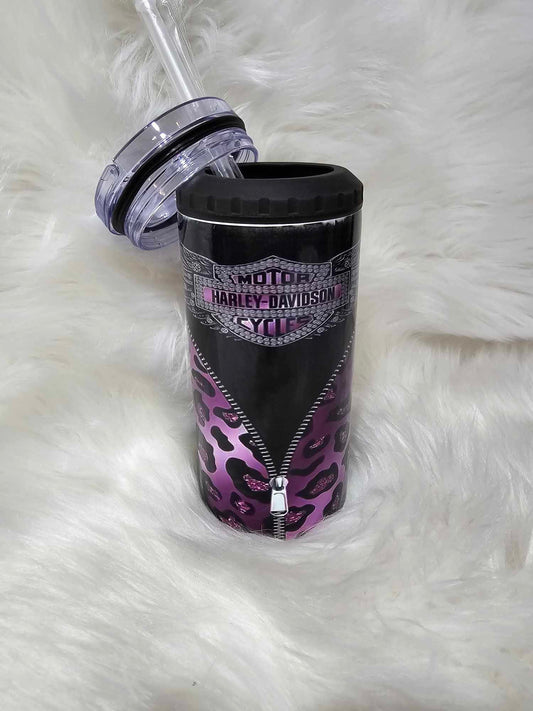 4 In 1 Can Koozie-Purple Zipper