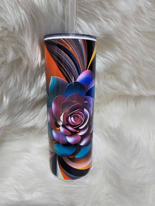 20oz Tumbler-Multi Color 3D Flower