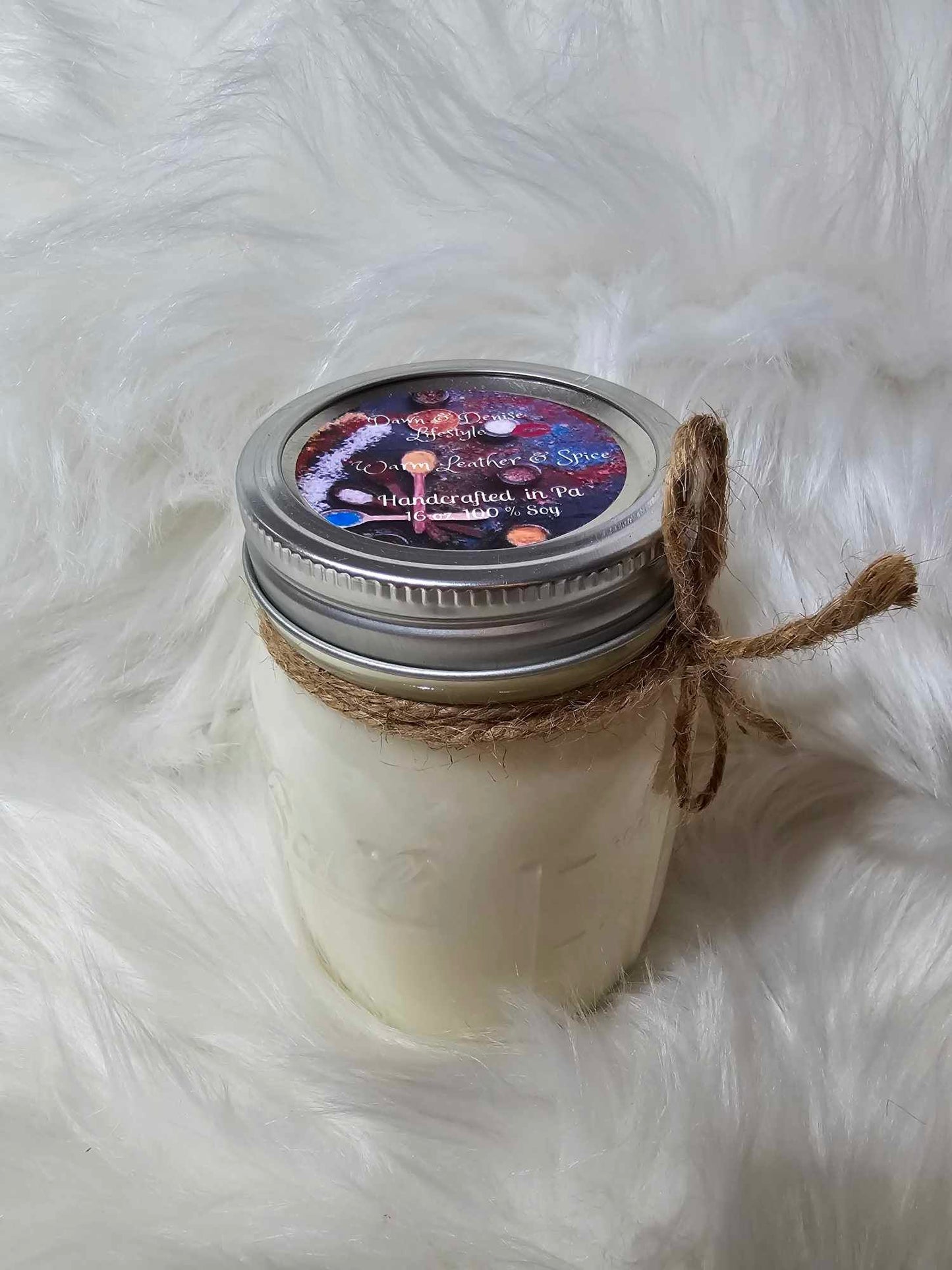 Handmade Candle 16oz-Warm Leather & Spice