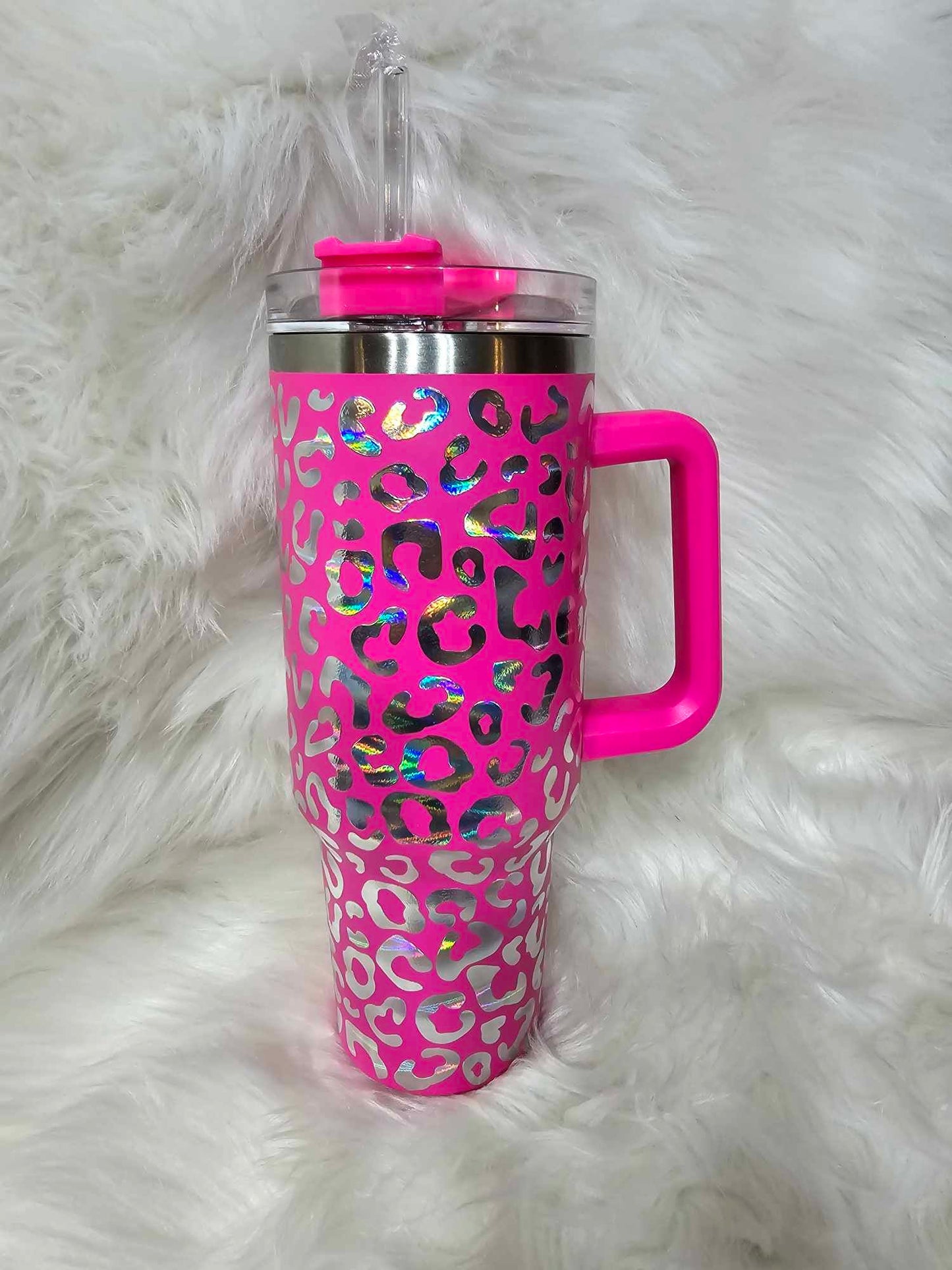 40oz Iridescent Cheetah Tumbler