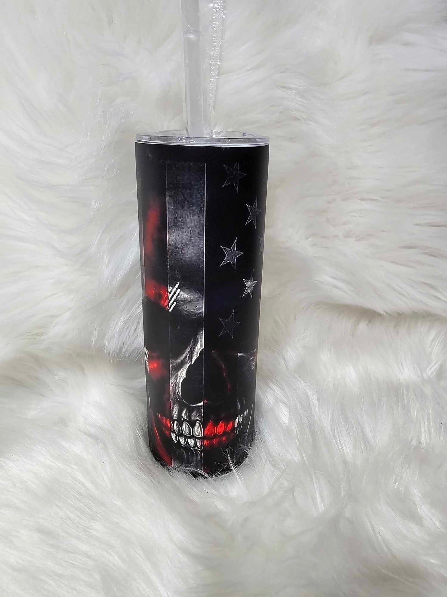 20oz Tumbler Glow In The Dark-Red-Skull