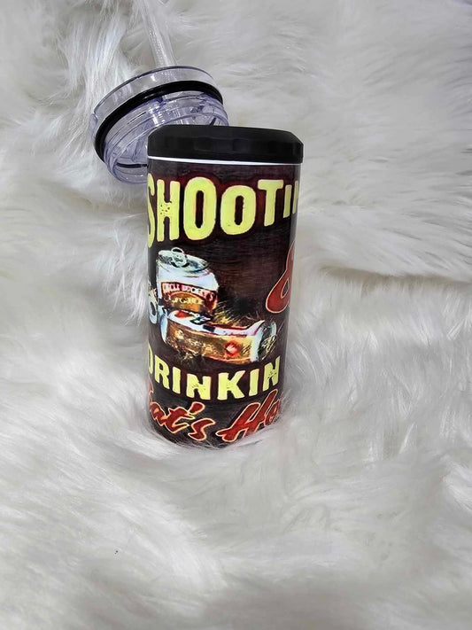 4 In 1 Can Koozie-Shootin Deer and Drinkin Beer