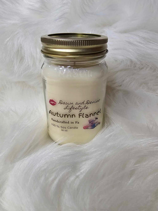 Handmade Candle 16oz-Autumn Flannel