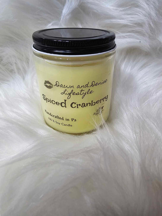 Handmade Candle 8oz-Spiced Cranberry