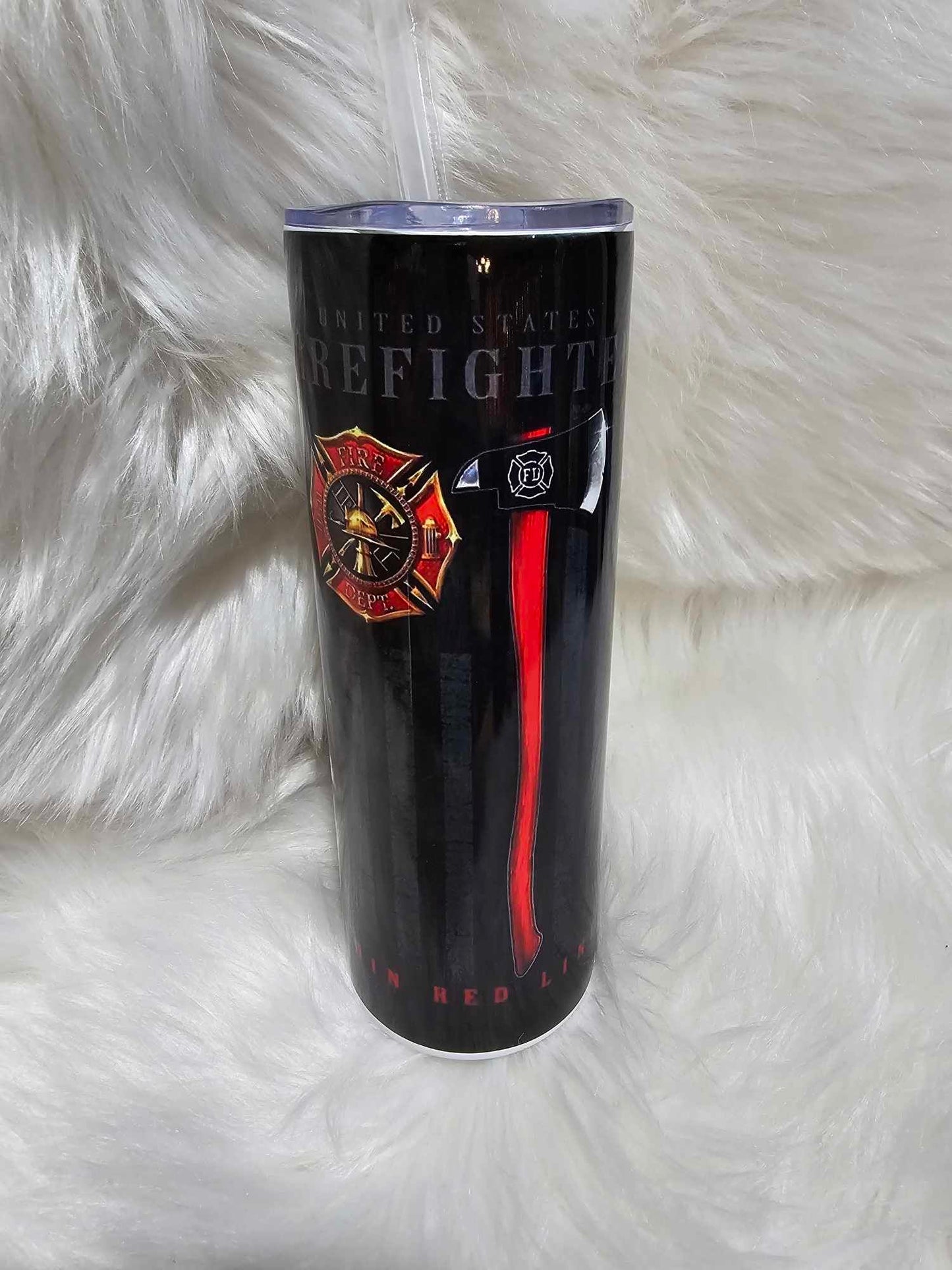 20oz Tumbler-Firefighter Thin Red Line