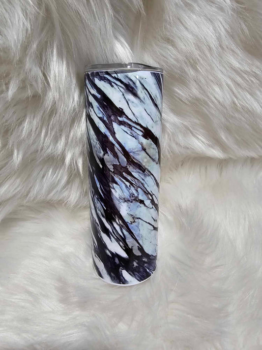 20oz Tumbler-Black And White Marble