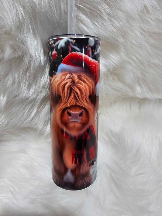 20oz Tumbler-Christmas Highland Cow