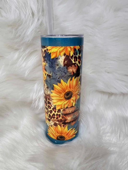 20oz Tumbler Shimmer-Sunflowers