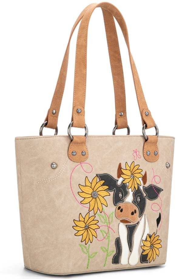 Montana West Embroidered Collection Concealed Carry Tote -Tan