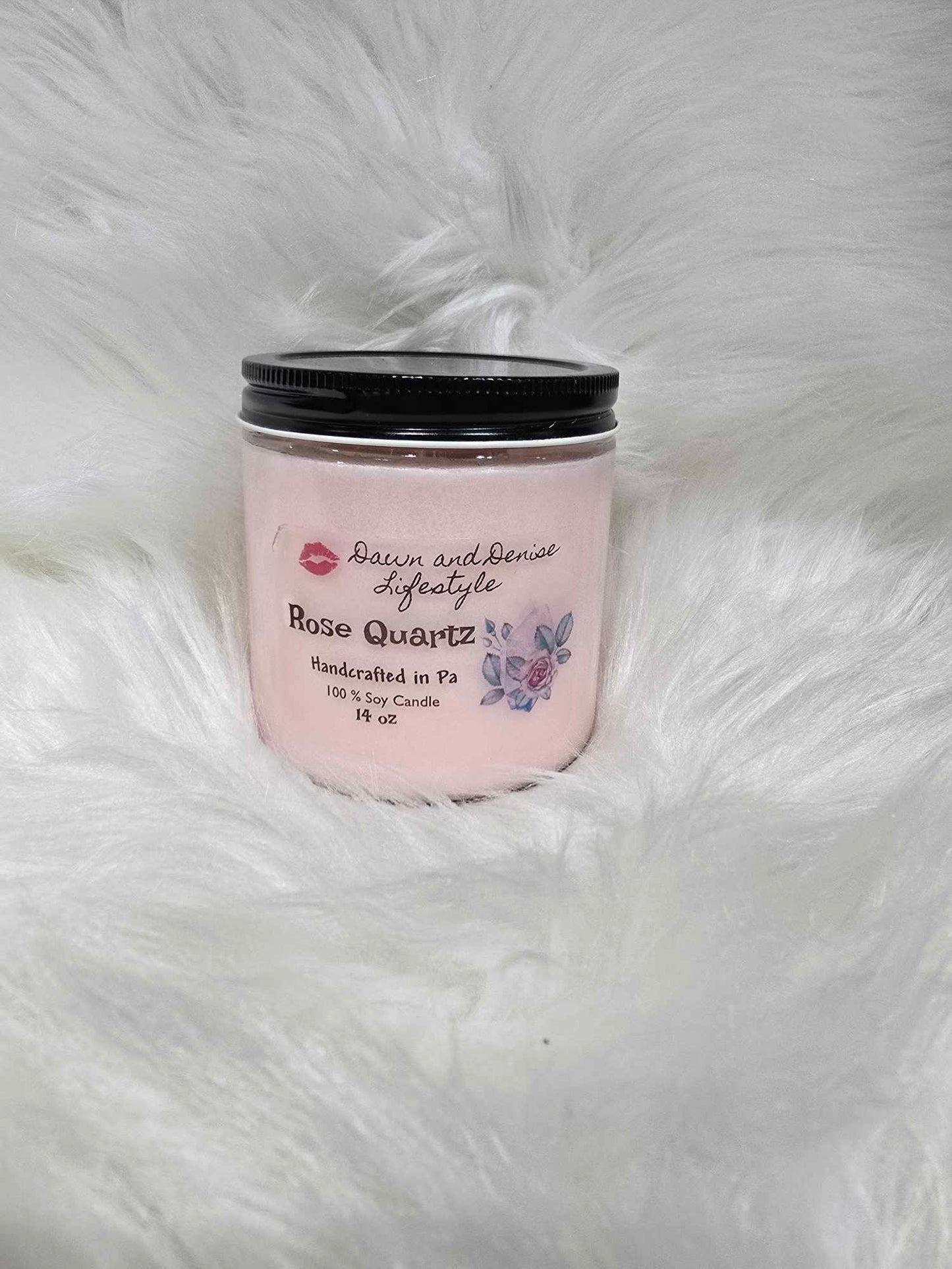 Handmade Candle 16oz-Rose Quartz