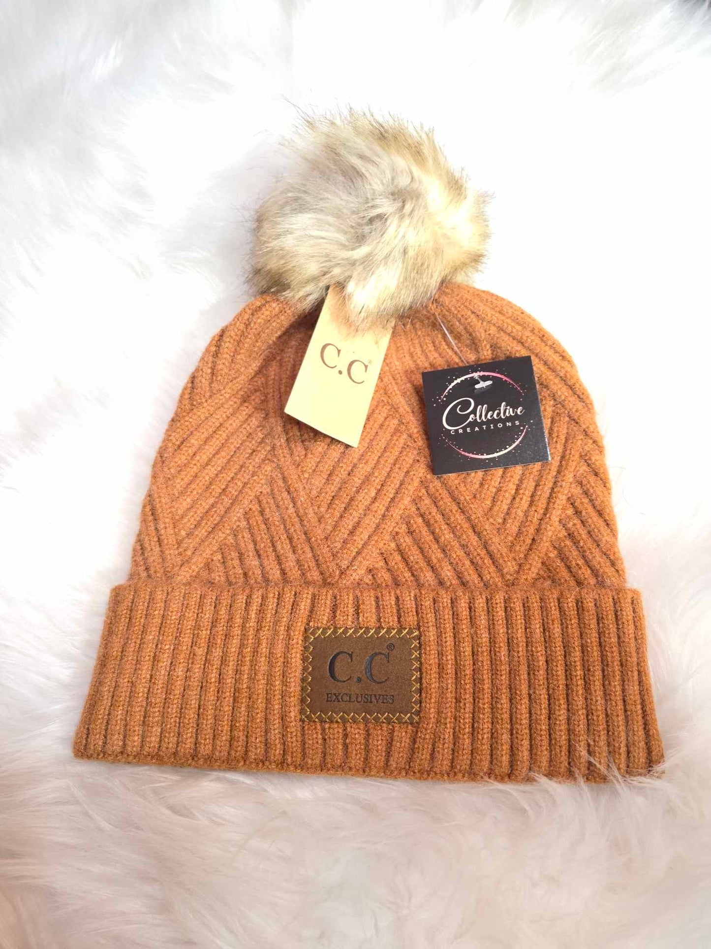 CC Criss Cross Suede Patch Beanie