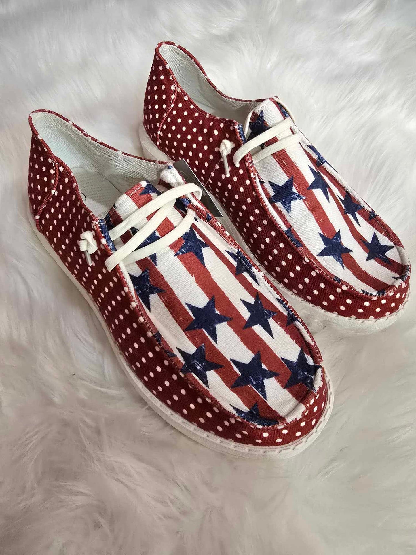 Red White and Blue Canvas Shoe