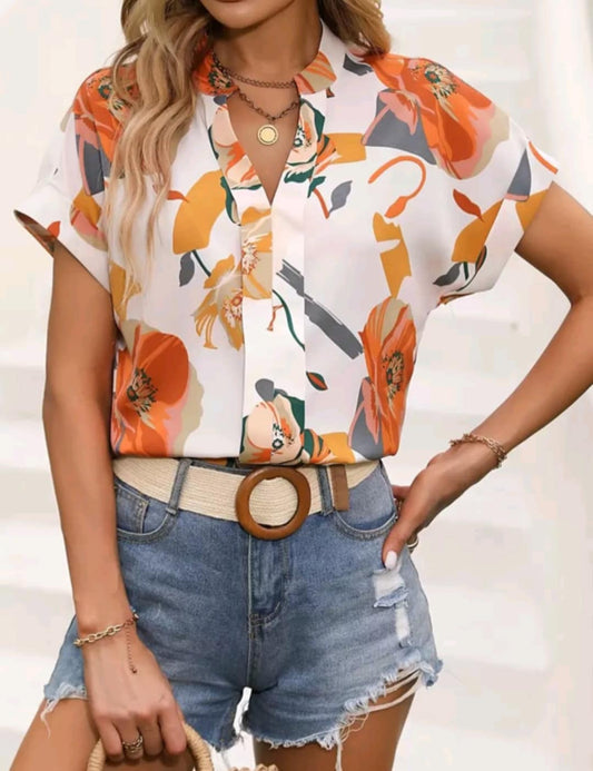 Floral V-Neck Blouse