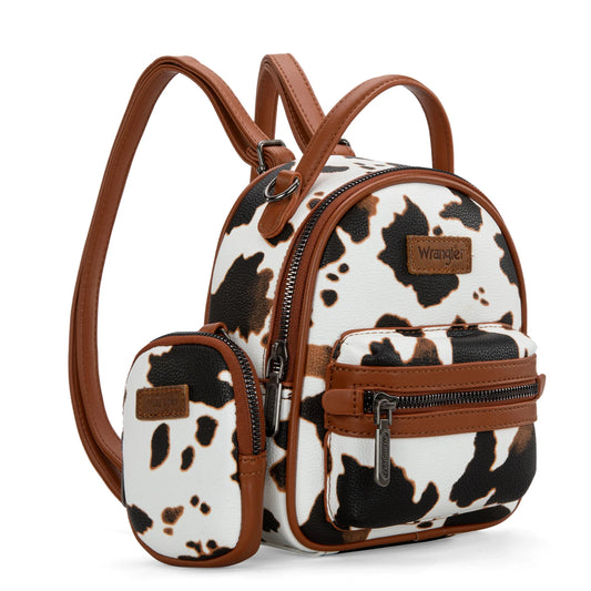 Wrangler Cow Print Trimmed Mini Backpack With Coin Pouch