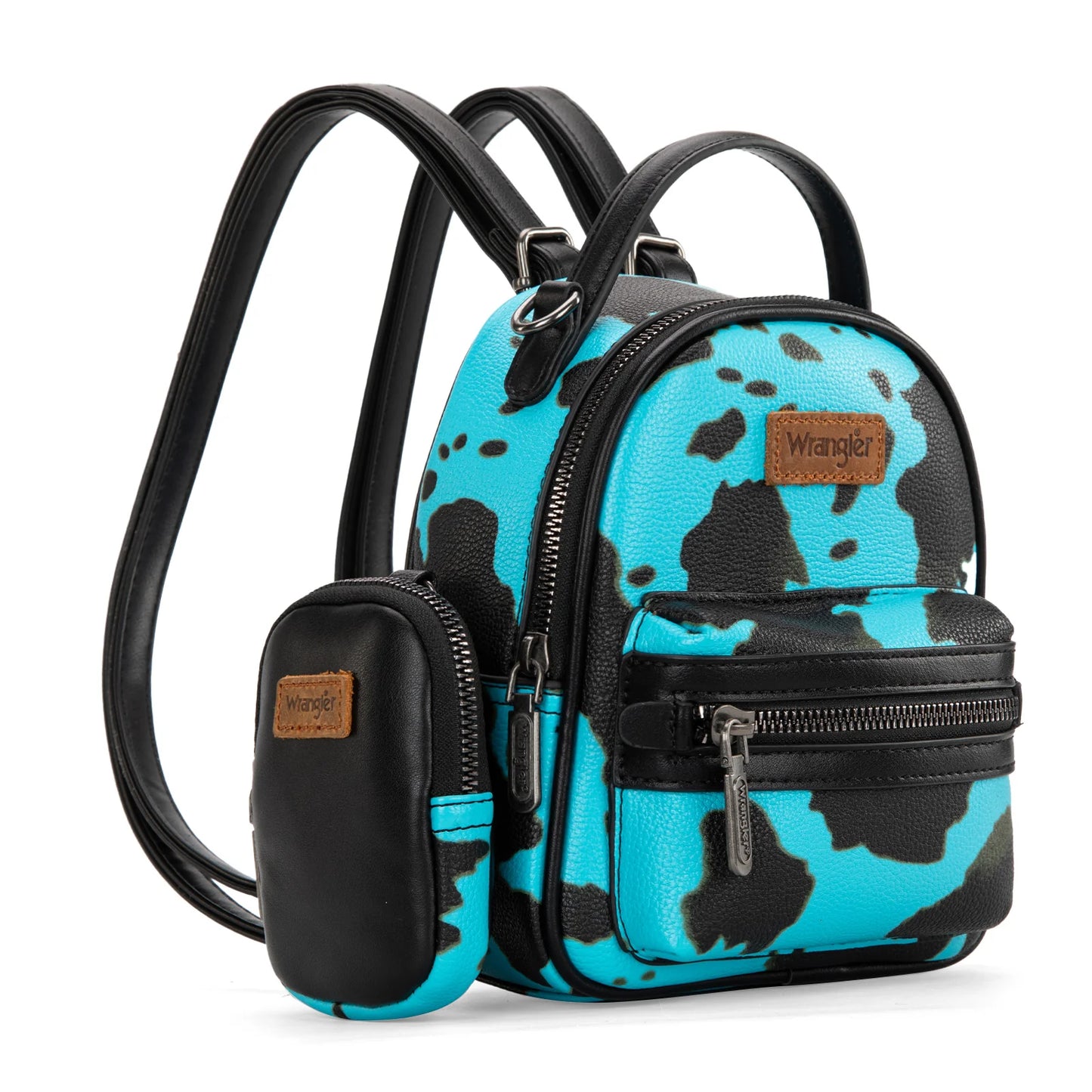 Wrangler Cow Print Trimmed Mini Backpack With Coin Pouch