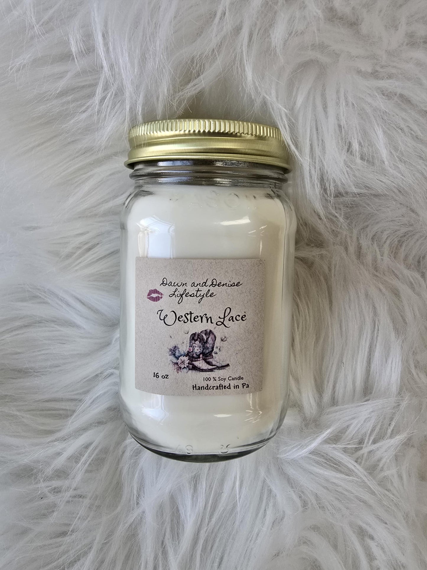 Handmade Candle 16oz-Western Lace