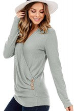 Grey Long Sleeve V-Neck